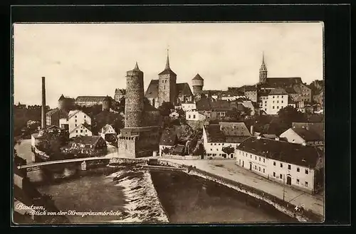 AK Bautzen, Blick von der Kronprinzenbrücke