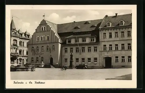 AK Pulsnitz i. Sa., Rathaus mit Ratskeller