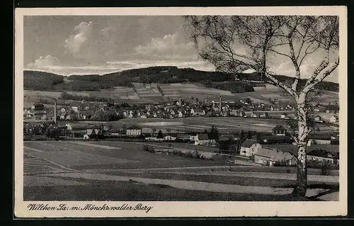 AK Wilthen i. Sa., Mönchswalder Berg mit Blick über die Felder