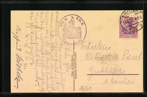 Künstler-AK Hochkirch, Totalansicht mit dem Czorneboh