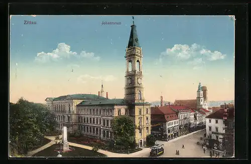 AK Zittau, Johanneum aus der Vogelschau
