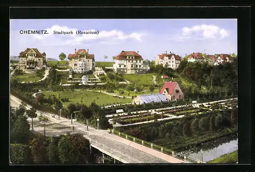 AK Chemnitz, Stadtpark mit Rosarium