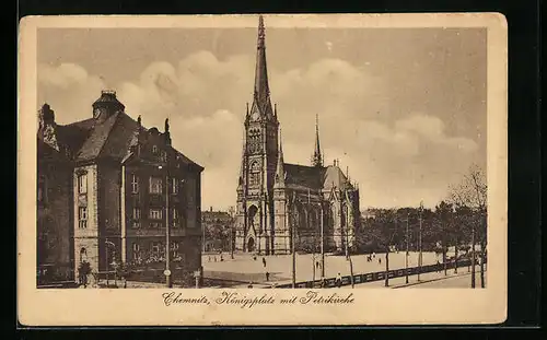 AK Chemnitz, Königsplatz mit Petrikirche