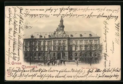 AK Chemnitz, Das neue Rathaus mit Passanten
