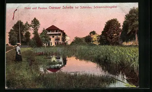 AK Schandau i. Schrammsteingebiet, Hotel und Pension Ostrauer Scheibe