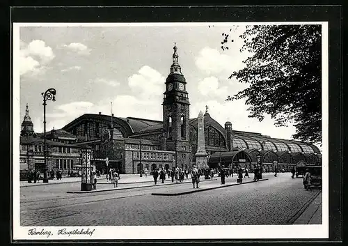 AK Hamburg-St.Georg, Strassenpartie vor dem Hauptbahnhof