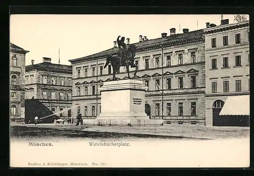 AK München, Wittelsbacherplatz mit Denkmal