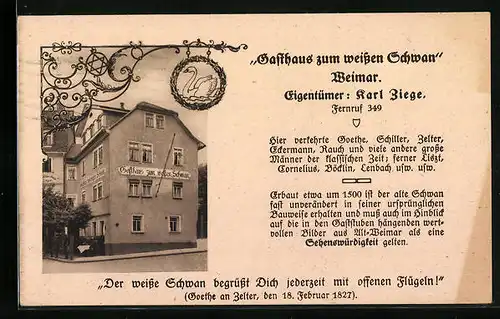 AK Weimar, Gasthaus zum weissen Schwan