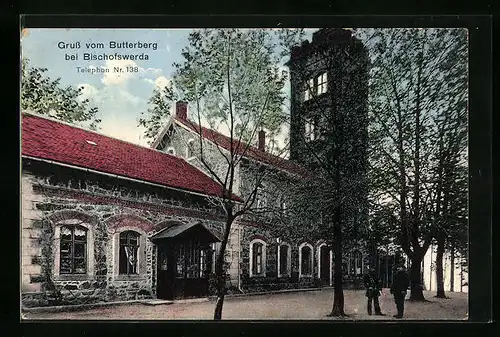 AK Bischofswerda, Gasthaus Butterberg mit Turm
