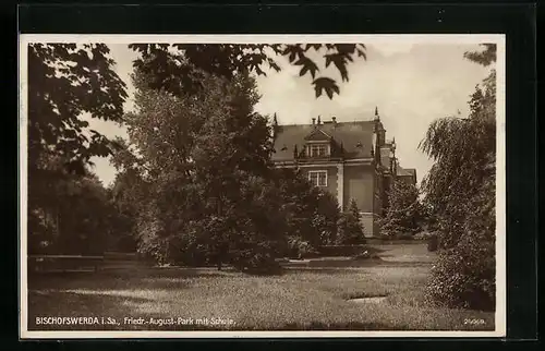 AK Bischofswerda i. Sa., Friedr.-August-Park mit Schule