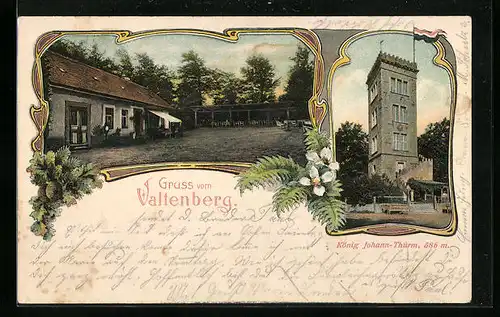 AK Neukirch, Gasthaus Valtenberg mit König Johann-Thurm