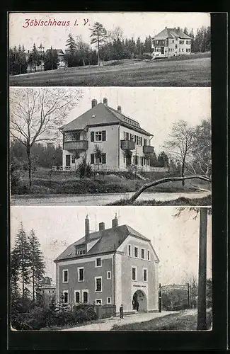 AK Zöbischhaus i. V., Heilanstalt Reiboldsgrün mit Ortsansichten