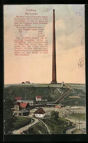 AK Freiberg, Halsbrücke mit Schornstein
