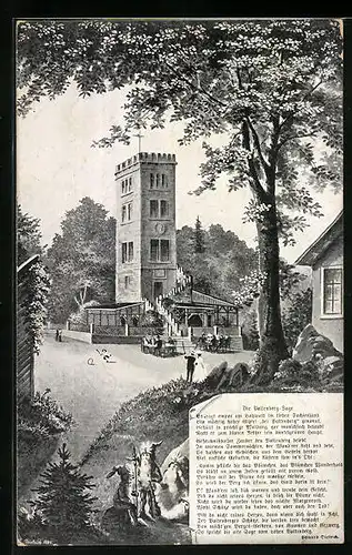 AK Neukirch, Gasthaus Valtenberg mit der Valtenberg-Sage