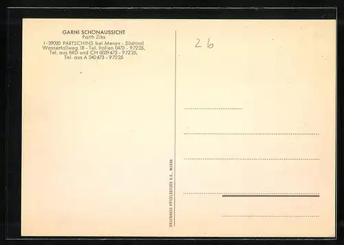 AK Partschins bei Meran, Garni Schönaussicht