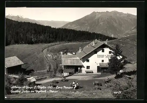 AK Lana-Meran, Gasthof Jocher am Vigiljoch aus der Vogelschau