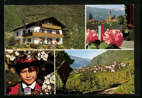 AK Partschins bei Meran, Garni Karnatsch, Ortsansicht