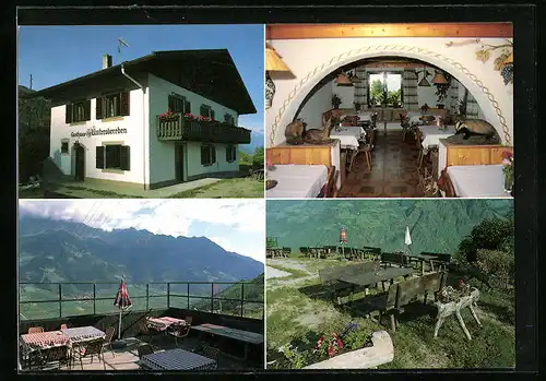 AK Partschins, Gasthaus Unterobereben mit Terrasse