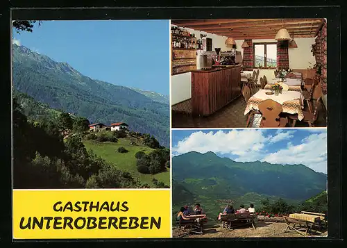 AK Partschins, Gasthaus Unterobereben mit Terrassenblick