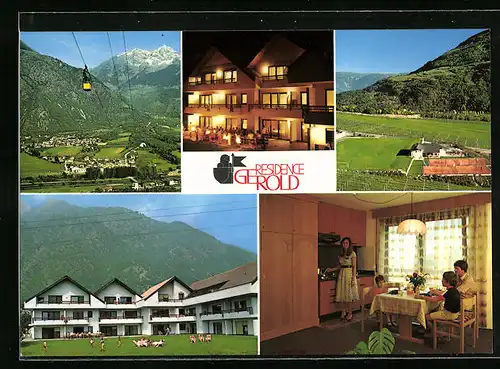 AK Rabland bei Meran, Residence Gerold, Ortsansicht mit Seilbahn
