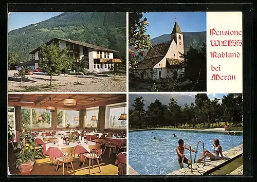 AK Rabland bei Meran, Pension Weiss, Innenansicht, Schwimmbad