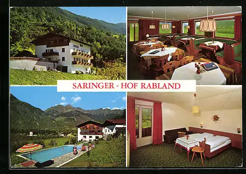 AK Rabland bei Meran, Pension Saringerhof, Innenansichten