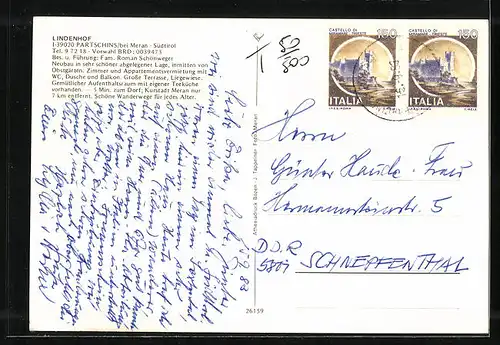 AK Partschins bei Meran, Pension Lindenhof