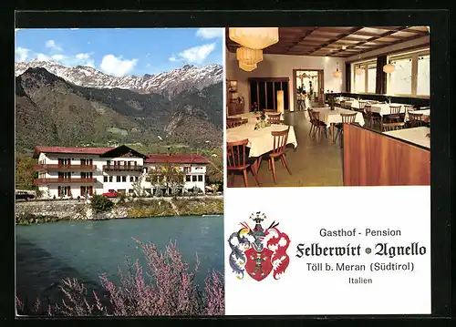 AK Töll bei Meran, Gasthof-Pension Felberwirt, Innenansicht