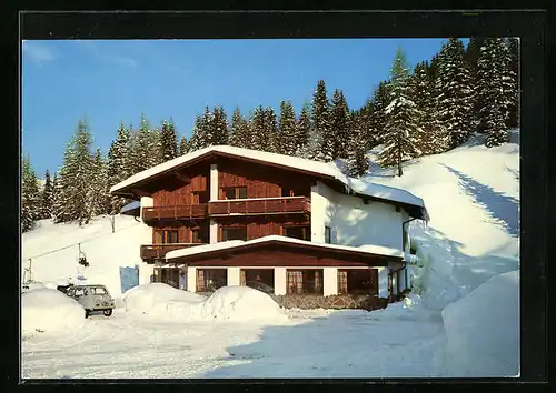 AK Corvara /Val Badia, Pensione Costes im Schnee