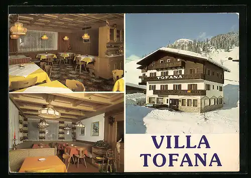 AK Corvara /Alta Badia, Pension Villa Tofana im Schnee, Innenansichten