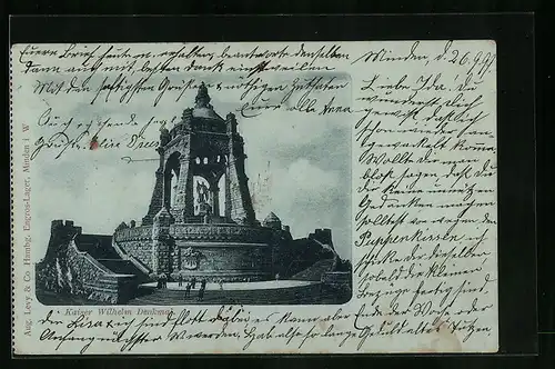 AK Minden i. W., Kaiser-Wilhelm-Denkmal bei Nacht
