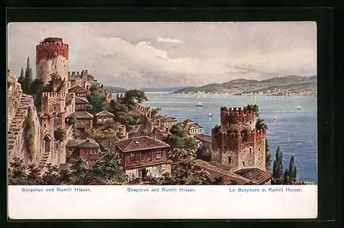 Künstler-AK Friedrich Perlberg: Bosporus und Rumili Hissar