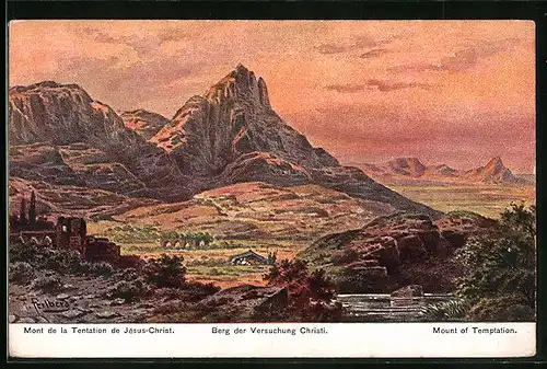 Künstler-AK Friedrich Perlberg: Berg der Versuchung Christi