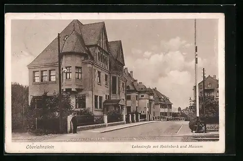 AK Oberlahnstein, Lahnstrasse mit Reichsbank und Museum