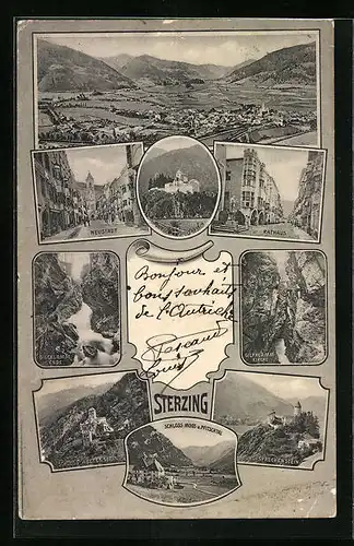 AK Sterzing, Gesamtansicht, Neustadt, Burg Sprechenstein