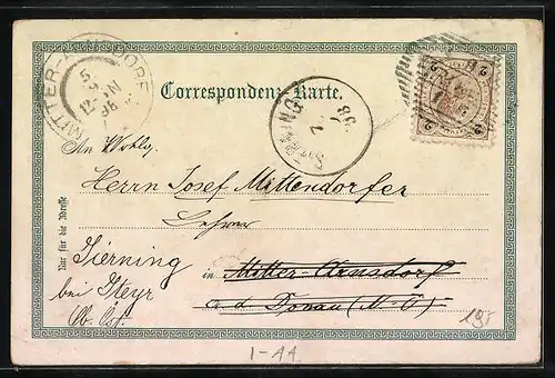 Lithographie Sterzing /Brennerbahn, Schlösser Reibenstein und Sprechenstein, Totalansicht, Eisenbahn