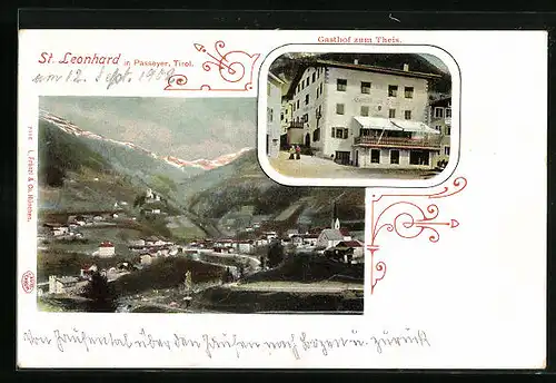AK St. Leonhard in Passeyer, Gasthof zum Theis, Gesamtansicht