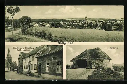 AK Sistig i. Eifel, Gesamtansicht mit Gasthaus und Handlung Drehsen