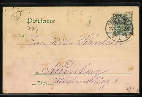 Lithographie Mechernich, Totalansicht mit Bahnhof