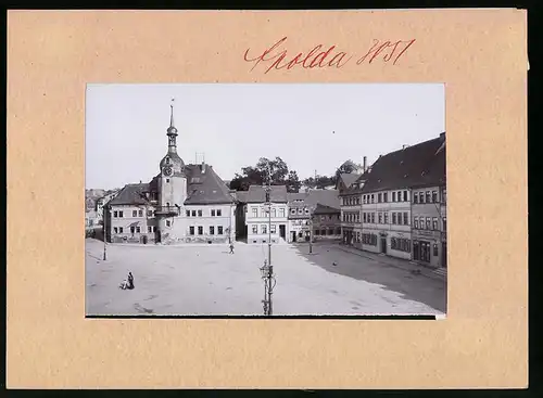 Fotografie Brück & Sohn Meissen, Ansicht Apolda, Markt mit Gasthof zum Elephanten, Plättanstalt Loeser & Goetze, Rathaus
