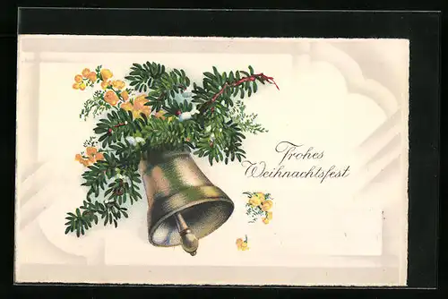 Künstler-AK Frohes Weihnachtsfest mit läutender Glocke