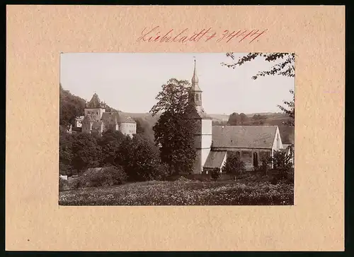 Fotografie Brück & Sohn Meissen, Ansicht Liebstadt i. Sa., Blick auf das Schloss Kuckuckstein und die Kirche