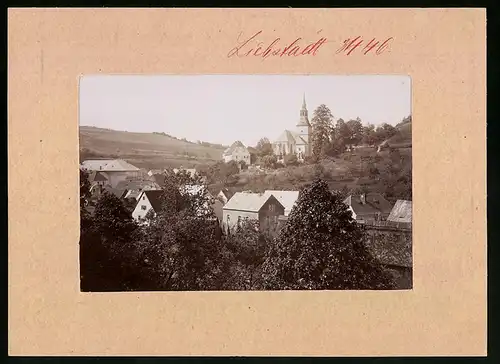 Fotografie Brück & Sohn Meissen, Ansicht Liebstadt i. Sa., Blick über die Dächer zur Kirche