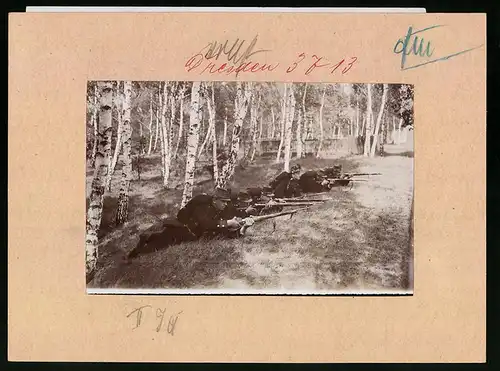 Fotografie Brück & Sohn Meissen, Ansicht Dresden, 2. Königlich Sächsisches Jäger-Batallion Nr. 13 bei Zielübungen