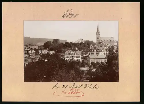 Fotografie Brück & Sohn Meissen, Ansicht Bad Elster, Blick in den Ort mit Hotel Rheingold und Villa Katharina