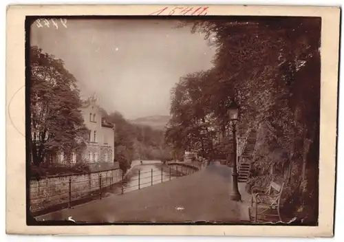 Fotografie Brück & Sohn Meissen, Ansicht Karlsbad, Promenade & Treppenaufgang an der Tepl
