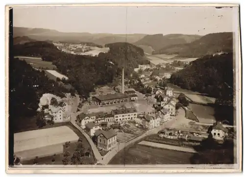 Fotografie Brück & Sohn Meissen, Ansicht Bodenbach, Fabrikanlagen am Stadtrand