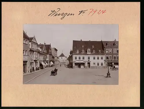Fotografie Brück & Sohn Meissen, Ansicht Wurzen, Marktplatz mit Foto-Atelier Delling, Hotel & Ladengeschäfte