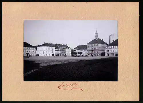 Fotografie Brück & Sohn Meissen, Ansicht Bischofswerda, Marktplatz mit Hotel zum goldnen Engel, Modewaren R. Meissner