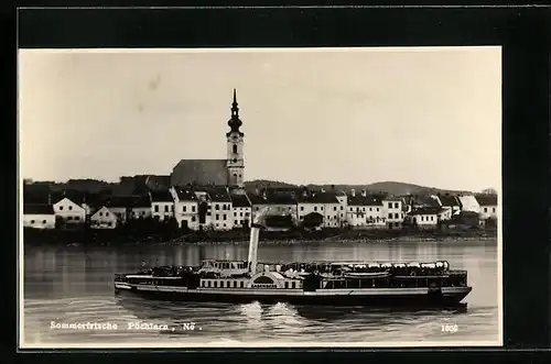AK Pöchlarn, Dampfer Babenberg mit Stadtpanorama